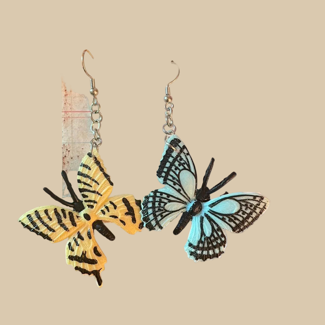blue and yellow butterfly 🦋 dangle earrings