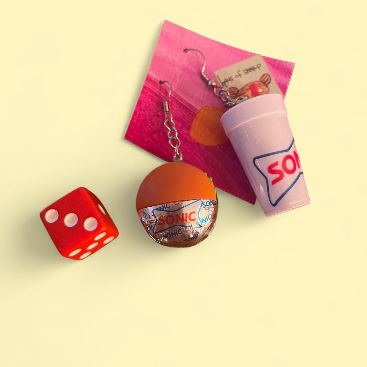 sonic slushie and cheeseburger 🥤🍔 dangle earrings