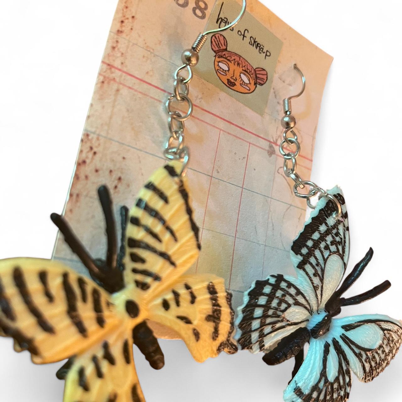 blue and yellow butterfly 🦋 dangle earrings