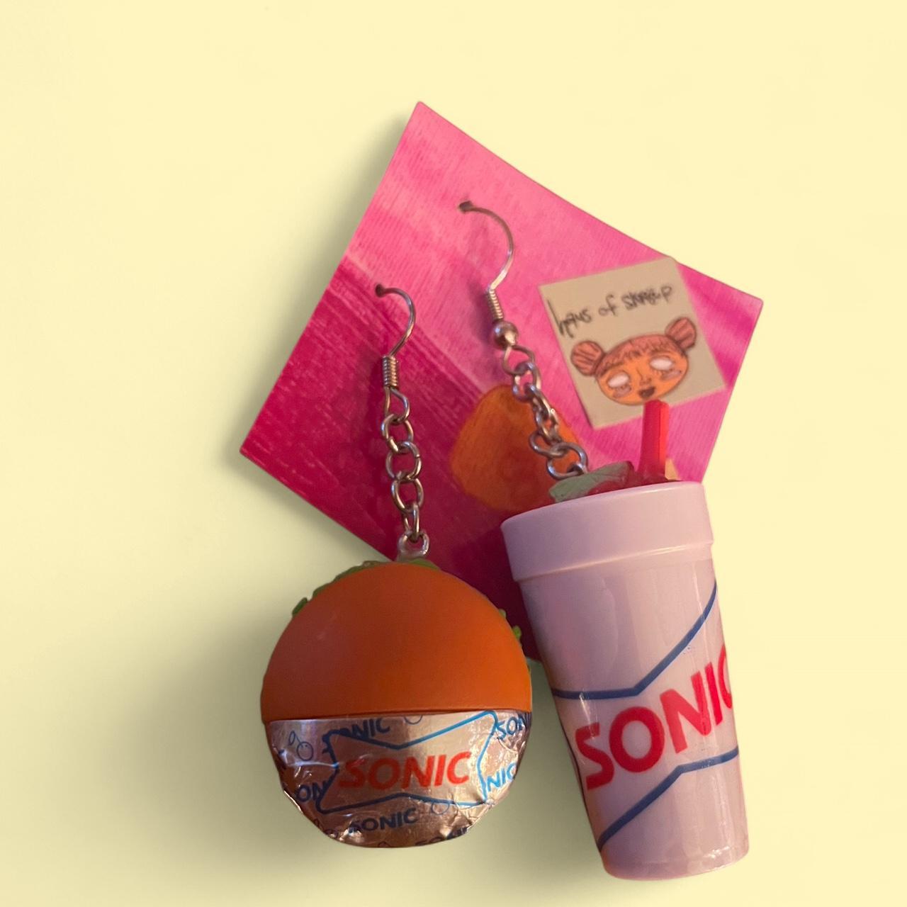 sonic slushie and cheeseburger 🥤🍔 dangle earrings