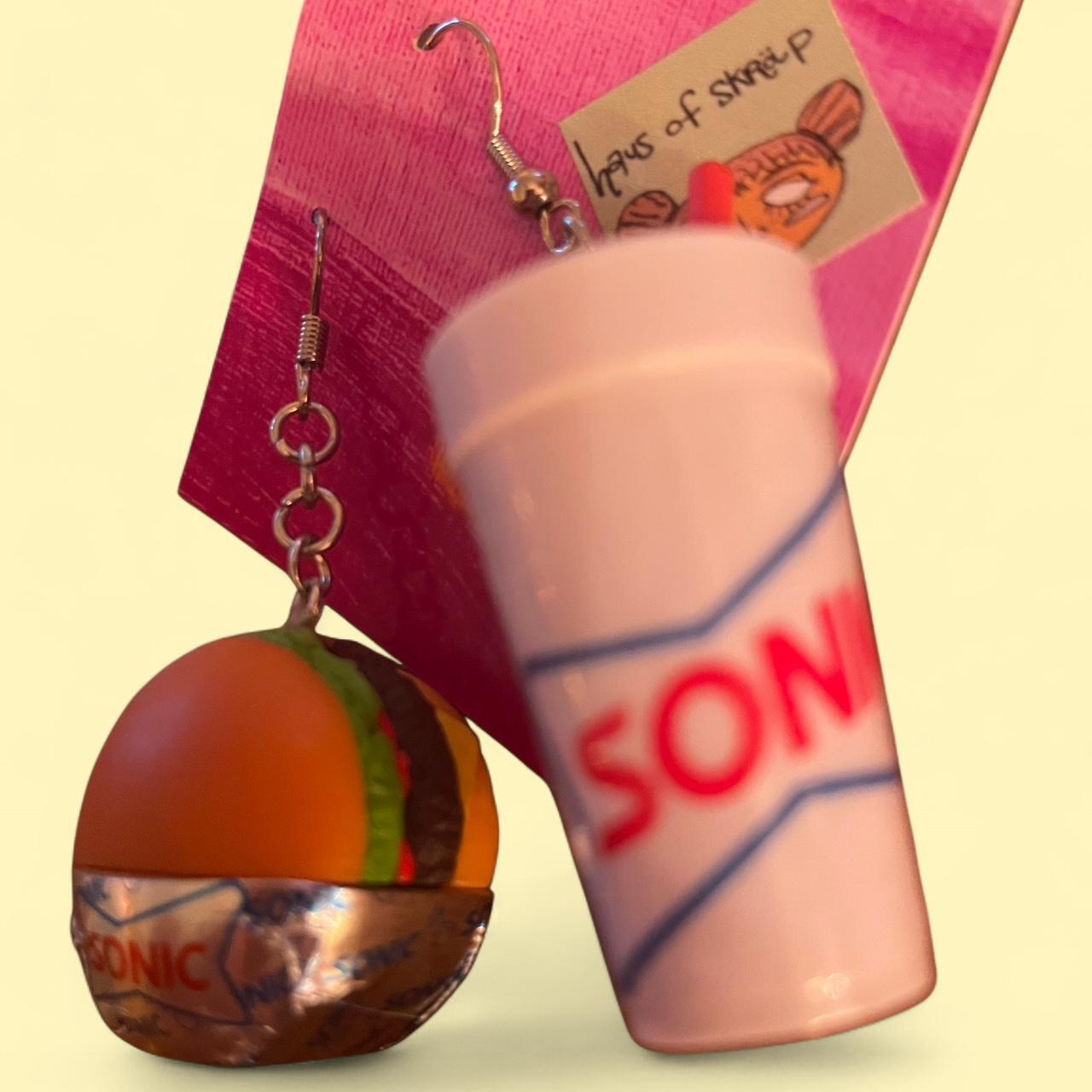 sonic slushie and cheeseburger 🥤🍔 dangle earrings
